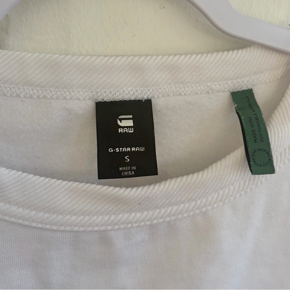 G-Star Raw Cropped Graphic Sweatshirt in White, SZ S LIKE NEW - Picture 11 of 12